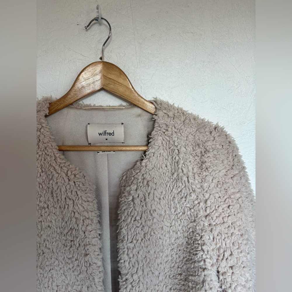Wilfred Aritzia Cream Laboratoire Plush Teddy Sherpa Coat - Picture 6 of 14